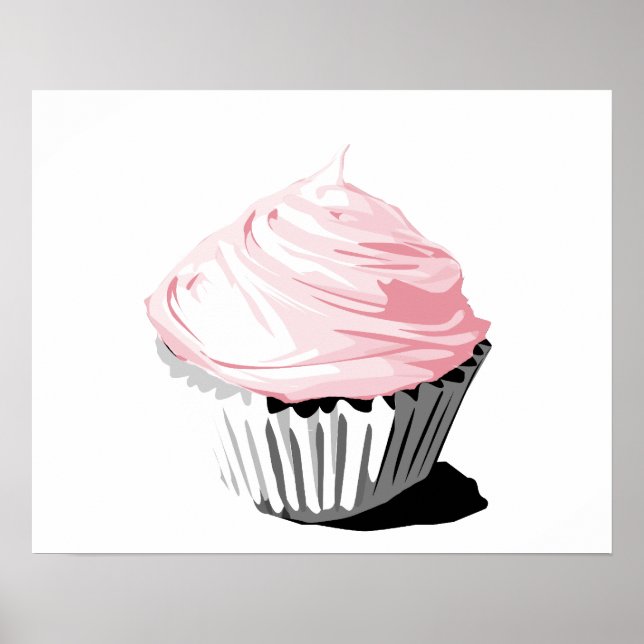 Poster de cupcake rose (Devant)
