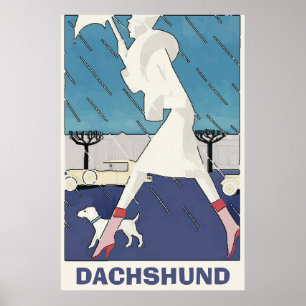 Poster de Dachshund en pluie