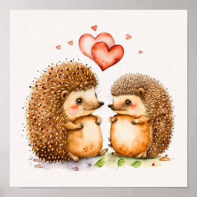 Poster de Dale et Peggy Valentine Hedgehogs Imprim (Devant)
