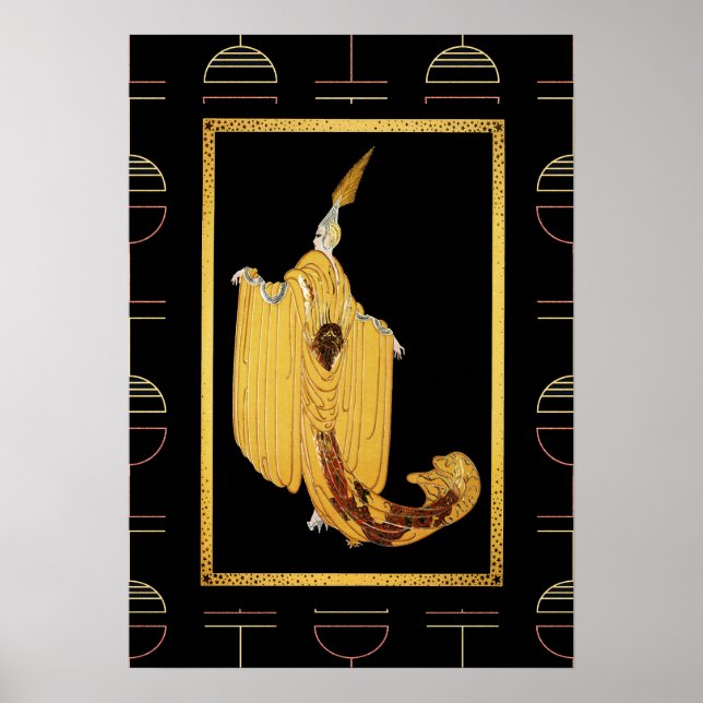 Poster de dame de style Erte Deco - Or/Jaune (Devant)