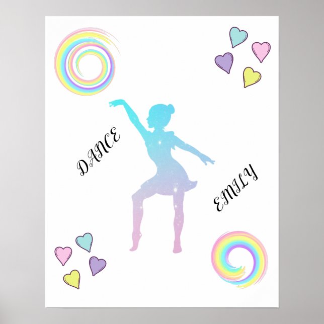 Poster de danse avec coeur & tourbillons. (Devant)
