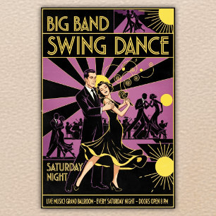 Poster de danse Swing Art Déco vintage des années 
