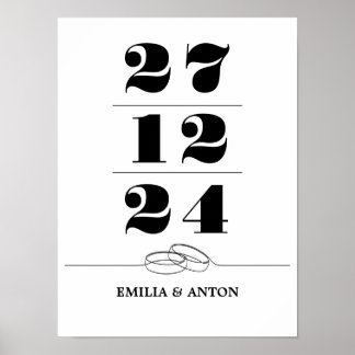 Poster de date Mariage personnalisé