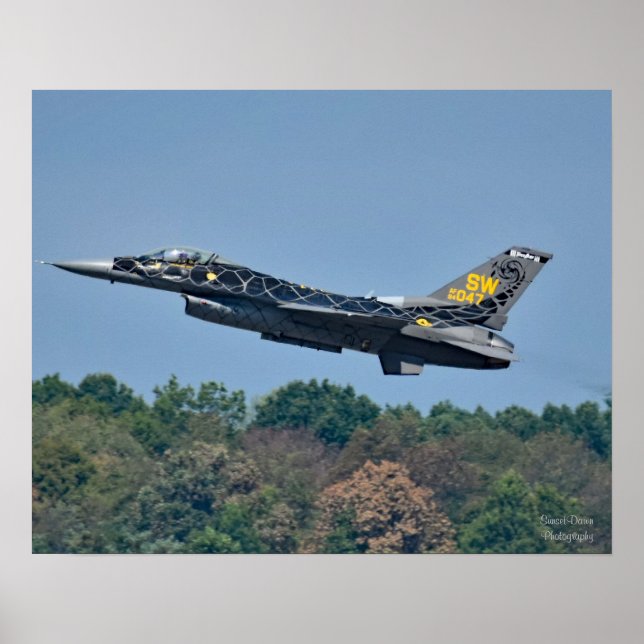 Poster de décollage d'avion de chasse F-16 (Devant)