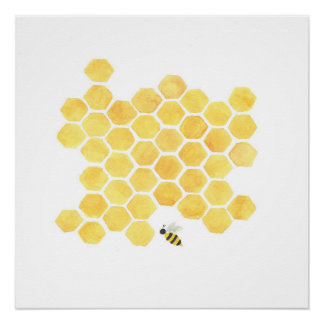Poster de décoration murale peinte d'abeille jaune