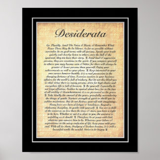 Poster de DESIDERATA par Max Ehrmann=Fossil