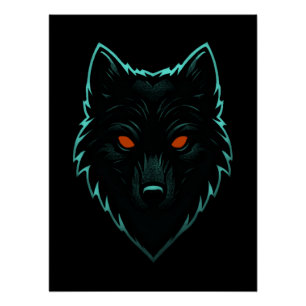 Poster de design Mystic Neon Wolf