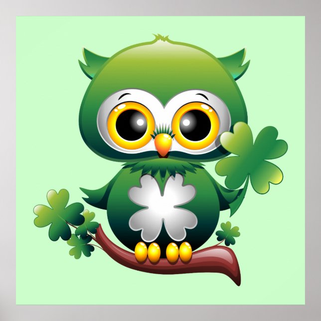 Poster de dessin animé St Patrick de Baby Owl (Devant)