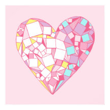 Poster de dessin de coeur géométrique rose Abstrai