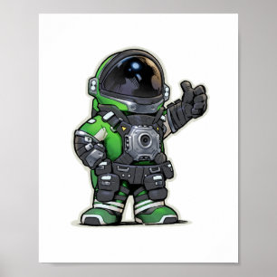 Poster de dessin des ingénieurs spatiaux - Vert