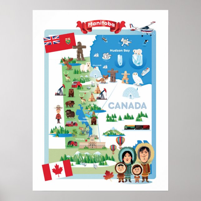 Poster de dessin du Manitoba Canada (Devant)