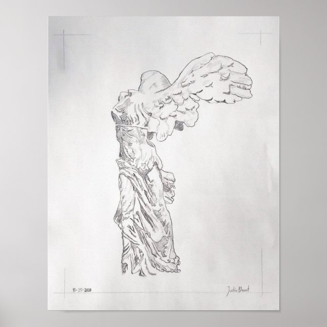 Poster de dessin en graphite Winged Victory (Devant)