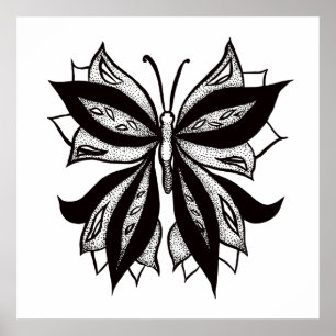 Poster De dessin étrange d'encre d'abrégé sur tatouage de