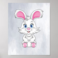 Poster de dessin mignon Bunny ! Baby Rabbit Wall A