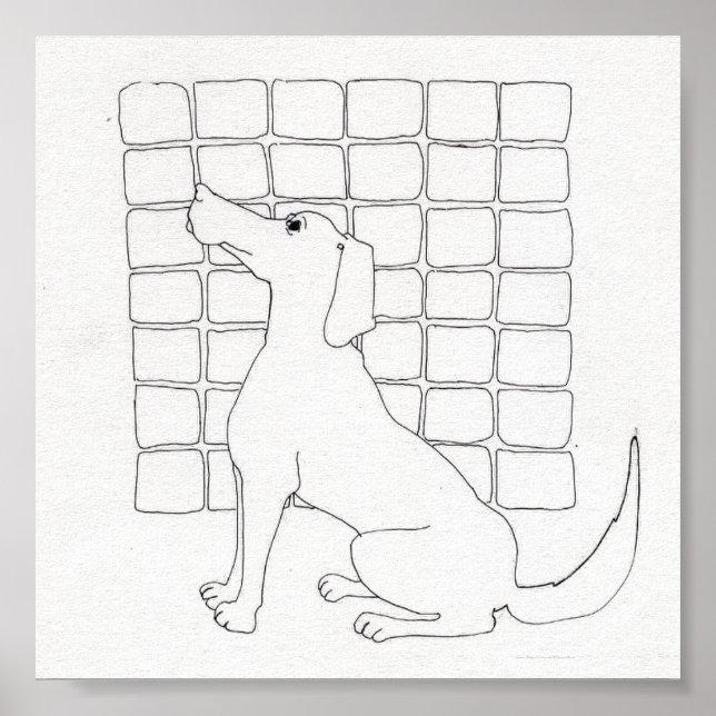 Poster de dessin original de Cador Dog avec Carré (Devant)
