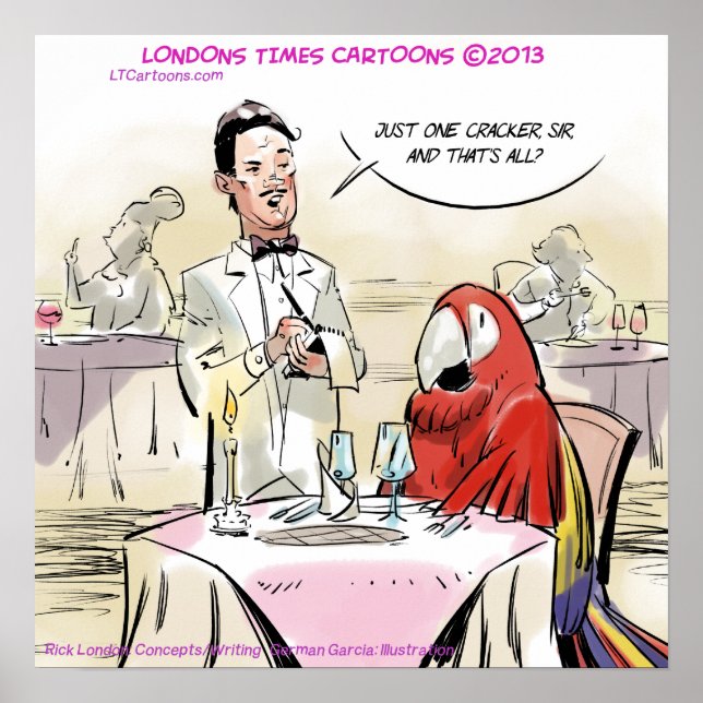 Poster de dîner fin de perroquet amusant (Devant)