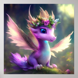 Poster de dragon de fée violette