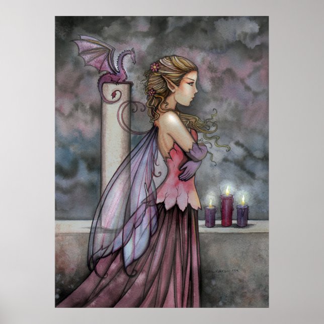 Poster de dragon mystique rose violet (Devant)