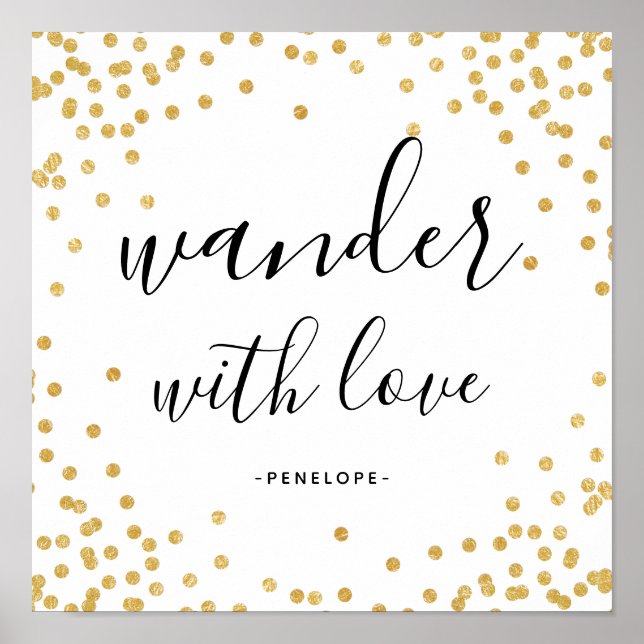 Poster de Faux Gold Confetti Wander with Love (Devant)
