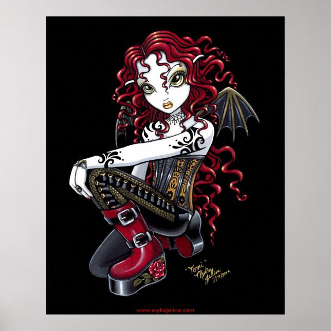 Poster de Féerie en tatouage rouge Terri (Devant)