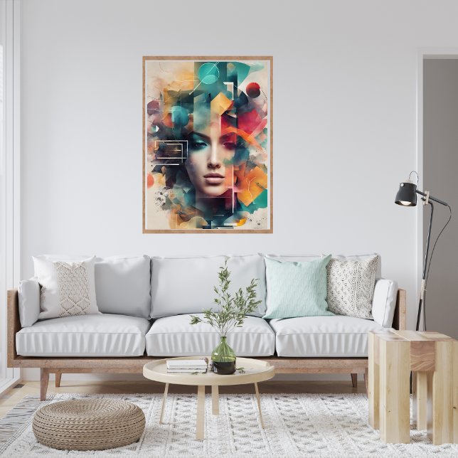Poster de femme colorée moderne Abstraite (Abstract Modern Colorful Woman Poster)