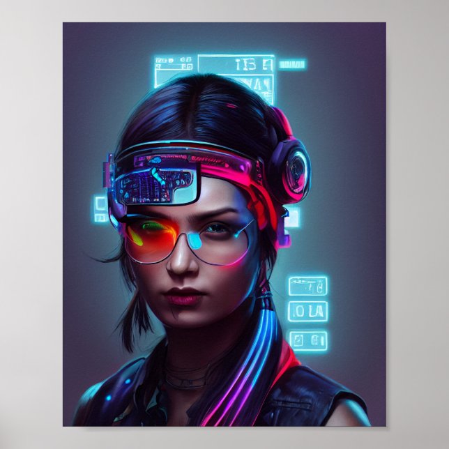 Poster de femme Cyberpunk (Devant)