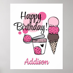 Poster de fête d'anniversaire de la crème glacée