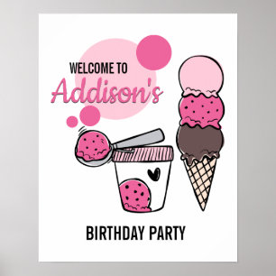 Poster de fête d'anniversaire de la crème glacée