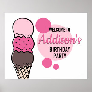 Poster de fête d'anniversaire de la crème glacée
