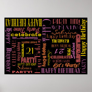 Poster de fête ! Fête d'anniversaire ! NOM ET ÂGE