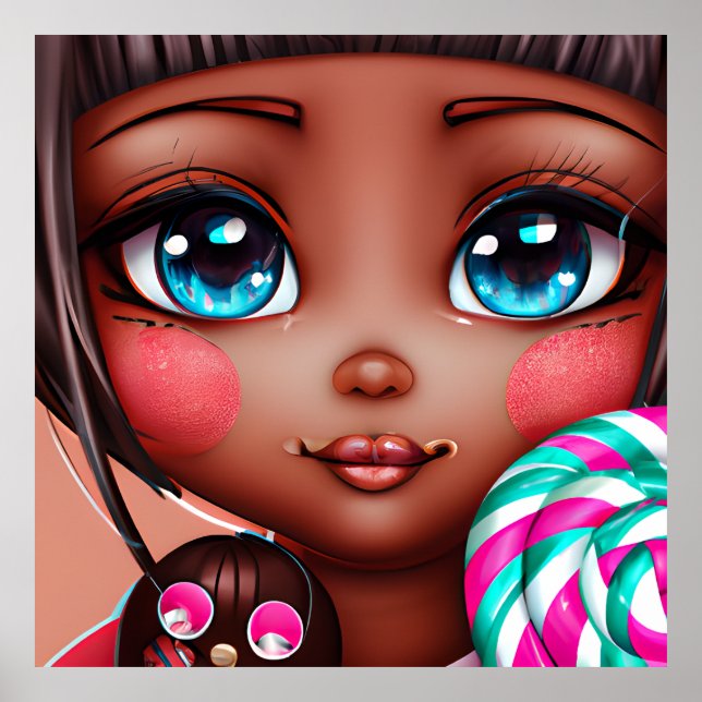 POSTER DE FILLE AFRO CANDY CUT (Devant)