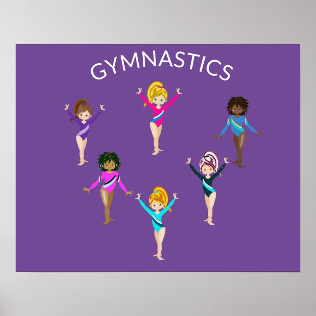 Poster de fille de gymnastique avec 6 gymnaste (Devant)