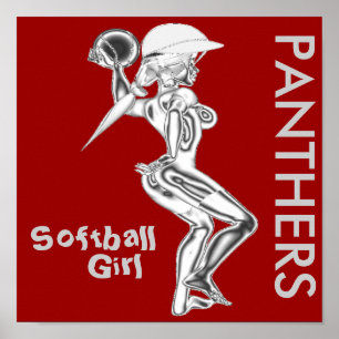 Poster de fille de softball Panthers