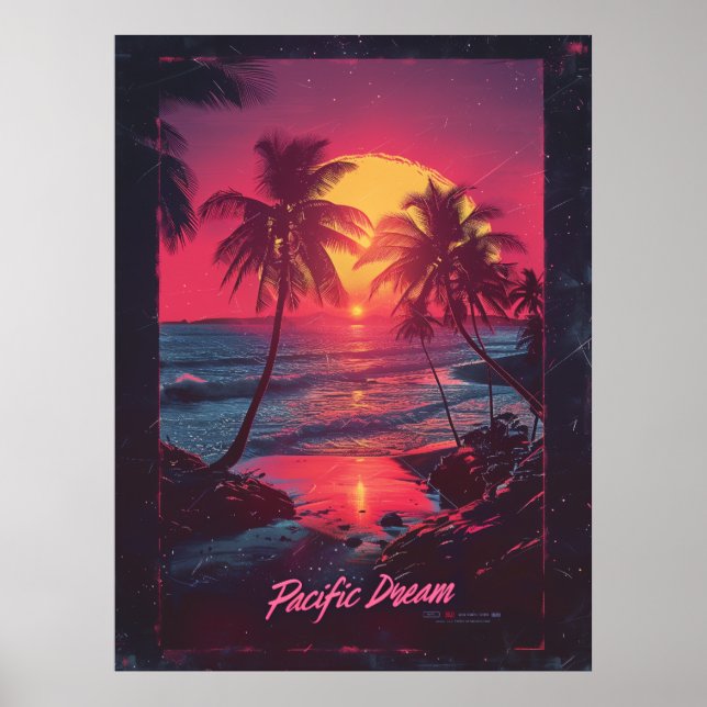 Poster de film des années 80 avec des palmiers au  (Devant)