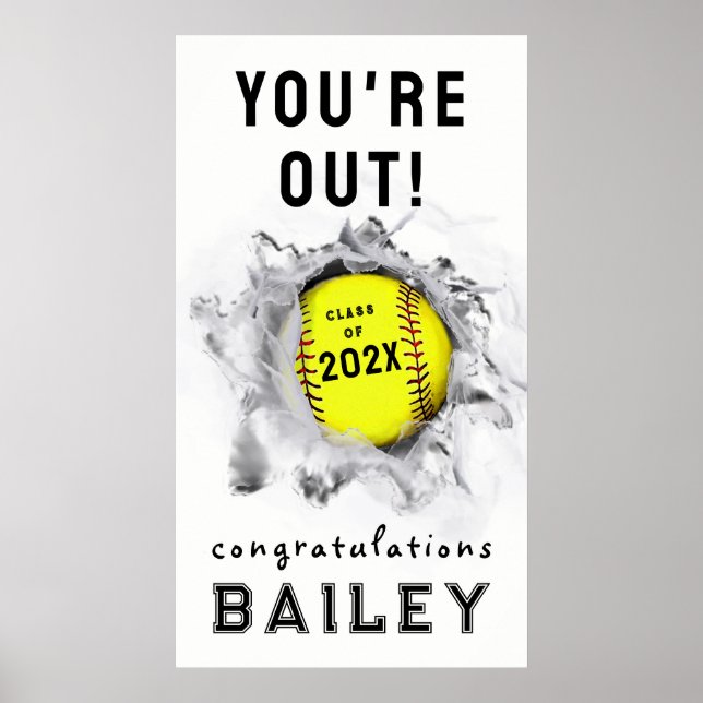 Poster de fin d'études de soir de softball (Devant)