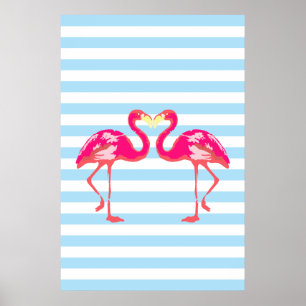 poster de Flamant rose, couleurs tropicales d'été,