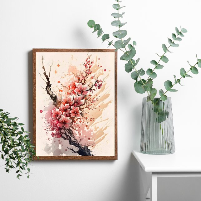Poster de fleurs d'aquarelle Cherry Blossom (Cherry Blossom Poster or Digital Download Instant Download Wall Art. Printed or Digital)