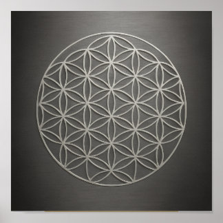 Poster de fleurs de la vie gris en eau douce