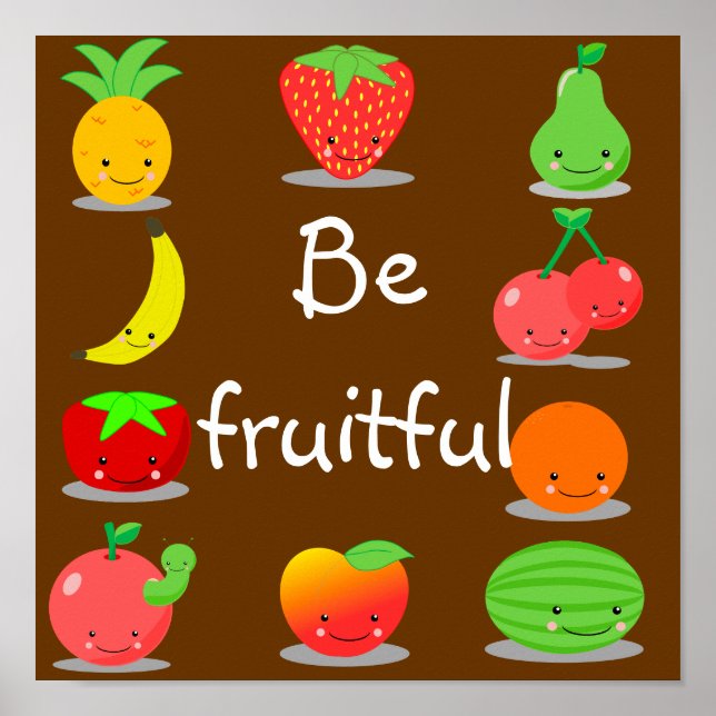 Poster de fruits de Kawaii (Devant)