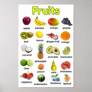 Poster de fruits de variété colorée