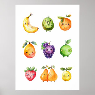 Poster de fruits mignons Imprimer