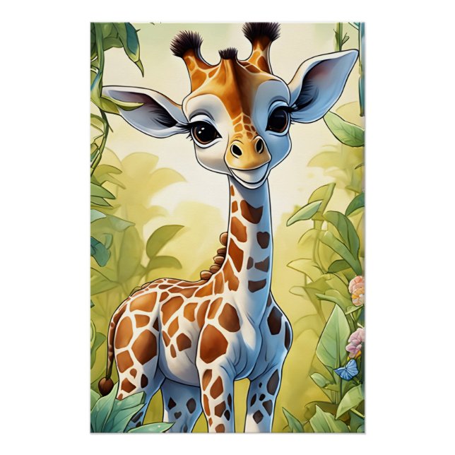 Poster de Giraffe Bébé Cute (Devant)