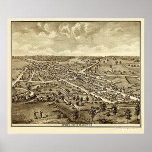 Poster De Graff, OH Carte panoramique - 1875