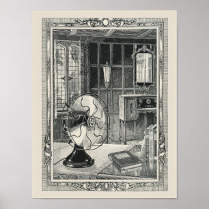 Poster de gravure de la ligne de ventilateur élect