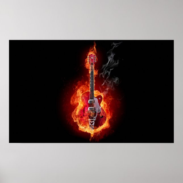Poster de guitare flamboyante (Devant)