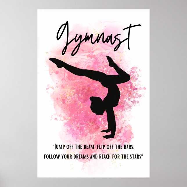 Poster de gymnaste de couleur rose (Devant)