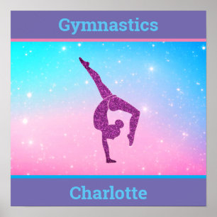 Poster de Gymnastique Sparkle Pastel avec son nom