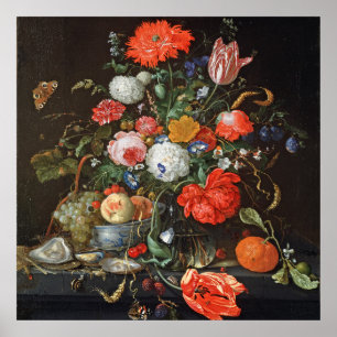 Poster de Heem Fleurs Huîtres de Fruit Peinture