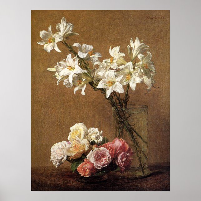 Poster de Henri Fantin-Latour Roses et Lilies (Devant)