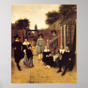 Poster De Hooch - Famille néerlandaise 1662